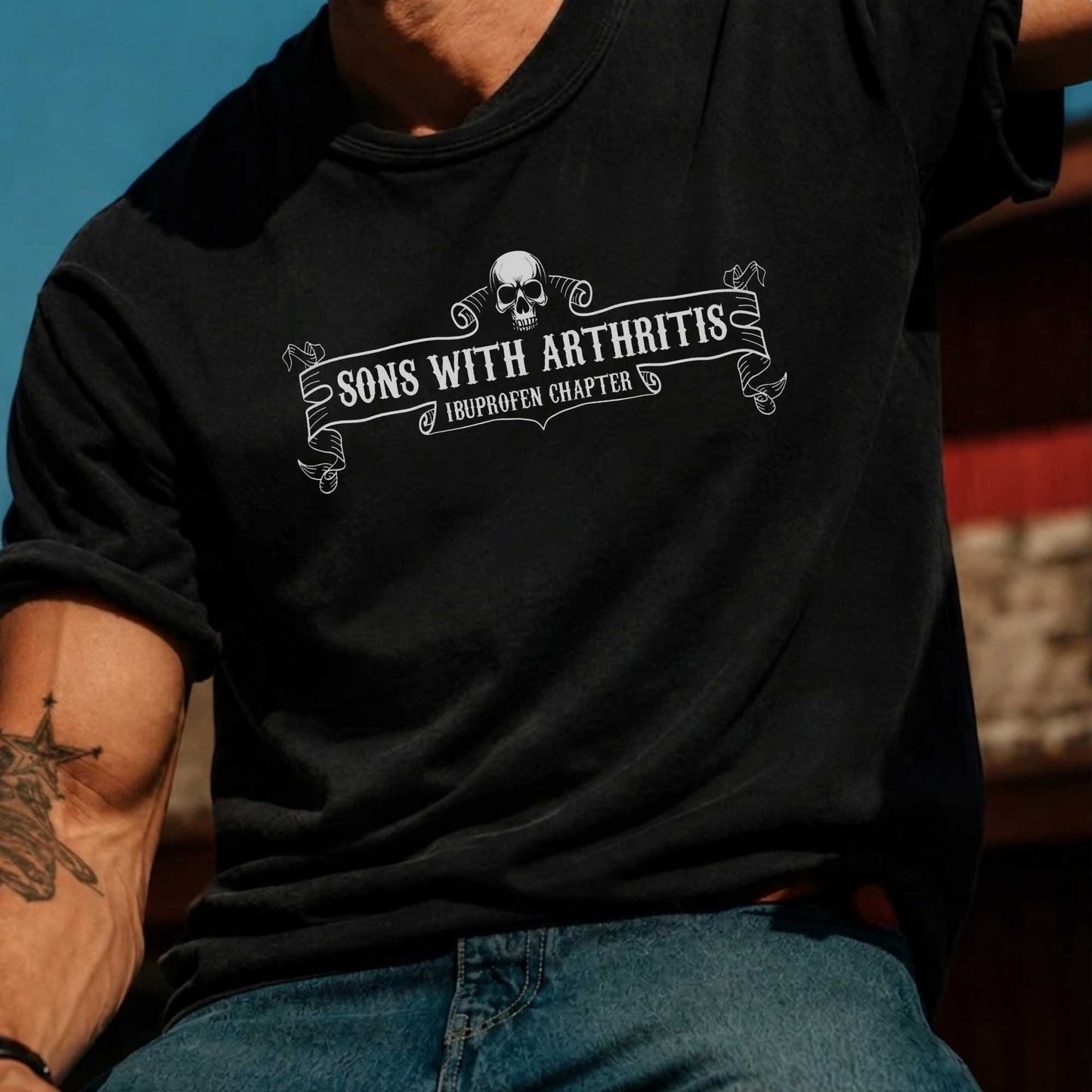 Sons With Arthritis Skull Biker Motorcycle T-Shirt