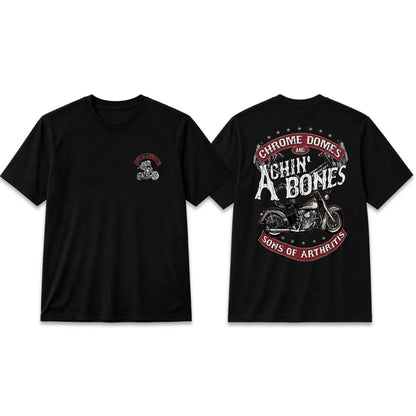 Chrome Domes And Achin' Bones Sons Of Arthritis Motorcycle T-Shirt