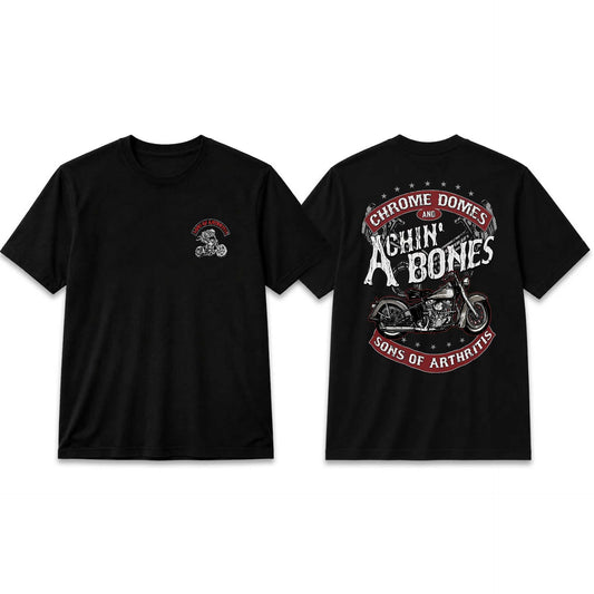 Chrome Domes And Achin' Bones Sons Of Arthritis Motorcycle T-Shirt