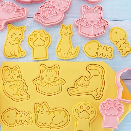 Alternative view of 8Pc/set Cookie Cutter Stamp Cat Shape Mold
