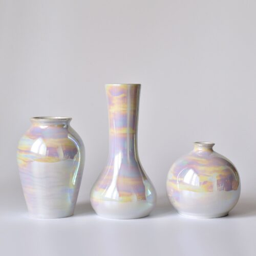 Rainbow vases, Iridescent Ceramic Vase, small vases 3 set