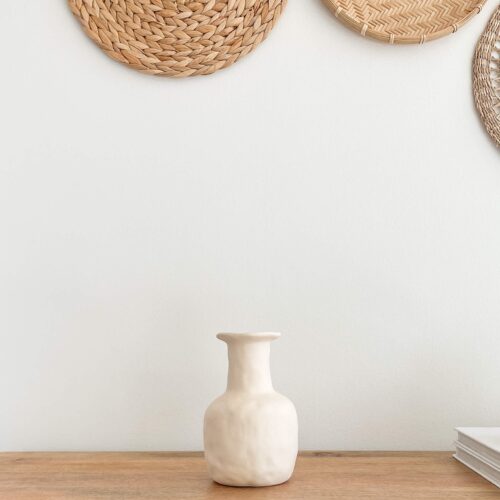 Earthy Beige Boho Chic Vase, Minimalist Boho Vase, Housewarming Gift