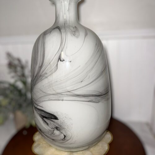 Alternative view of Vintage vase Black and White art glass Vase Maximalist