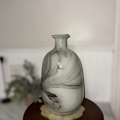 Vintage vase Black and White art glass Vase Maximalist