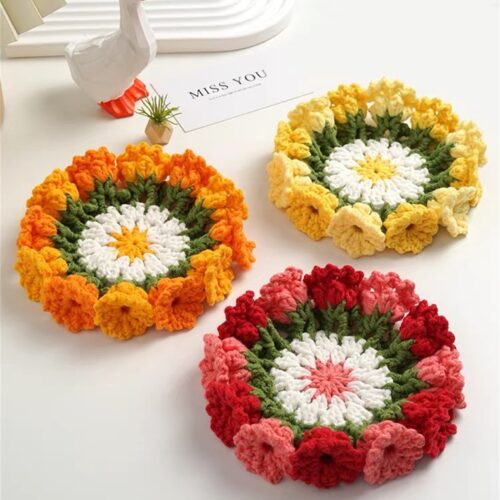 Flower Shaped Crochet, Coaster Knitted Coaster