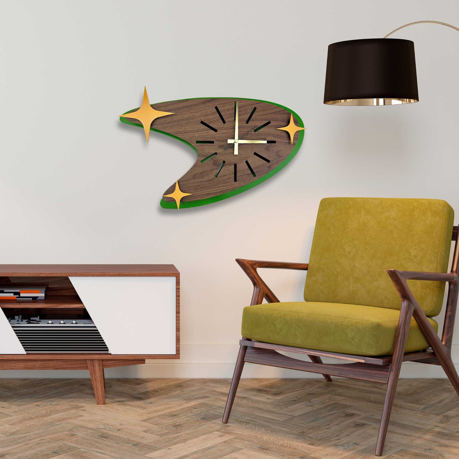 Mid Century Modern Boomerang Clock, Vintage 50s Kitchen Decor - Image 4