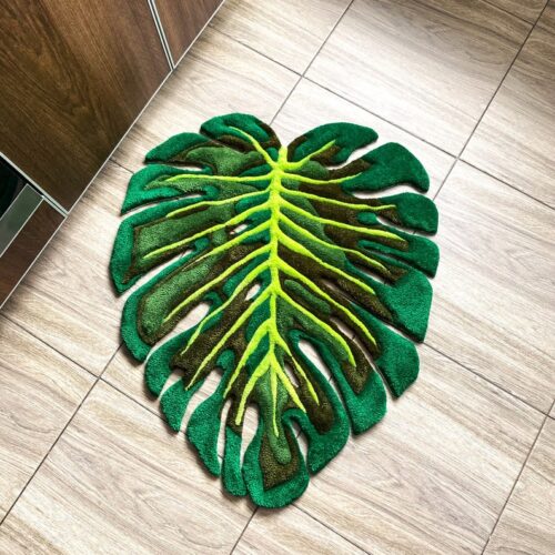 Alternative view of Green Monstera Leaf Rug Hand-Tufted Home Decor