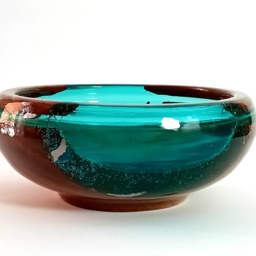 Coastal Harmony Fusion Bowl: A Blend of Blue Epoxy