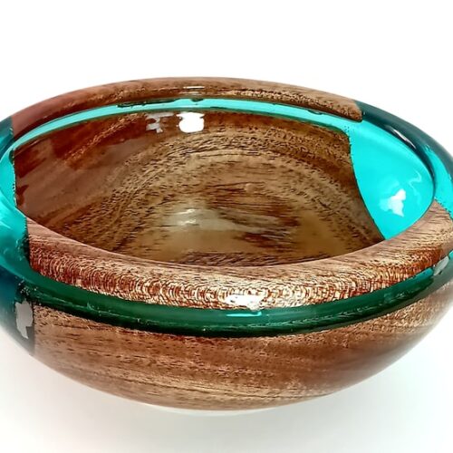 Alternative view of Coastal Harmony Fusion Bowl: A Blend of Blue Epoxy