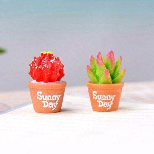 Cute Resin Mini Cactus Pot Decoration 2pcs