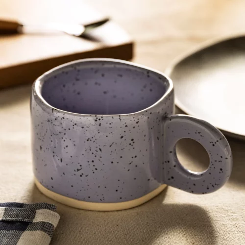 Creative Ring Handle Ceramic Mug Candy Color, Purple
