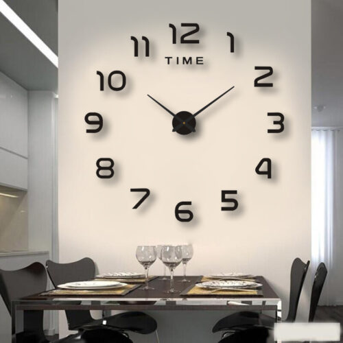 3D Mirror Number Wall Clock