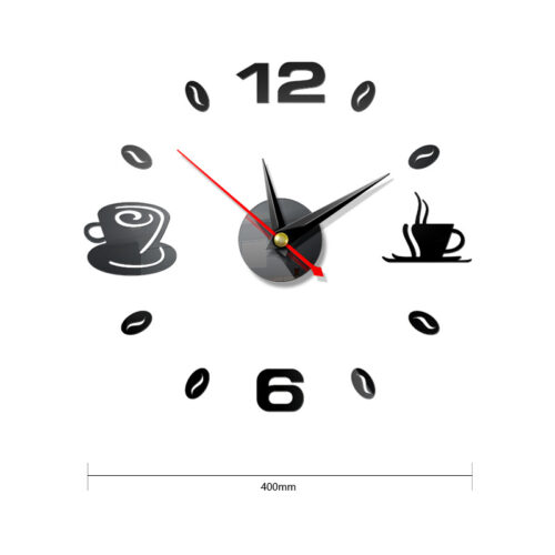 Alternative view of 3D Mirror Wall Clock DIY Coffee Cups Decor Acrylic