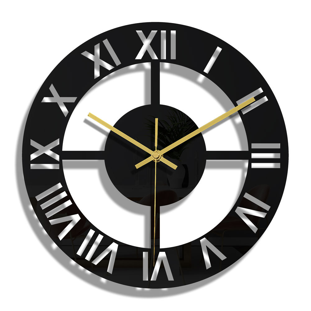 3D Modern Design Black Acrylic Wall Clock Round Digital - Image 5