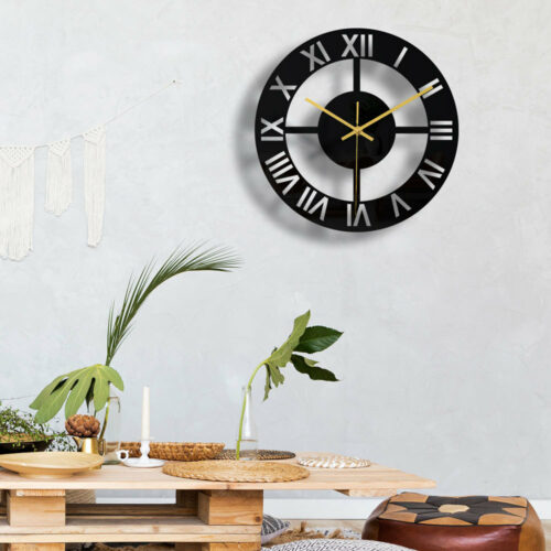 3D Modern Design Black Acrylic Wall Clock Round Digital