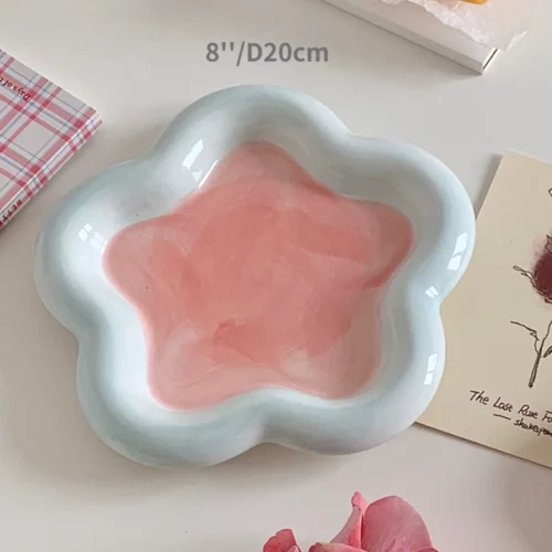 Alternative view of 8'' Korean Chubby Plate Jewelry Storage Plate, Flower