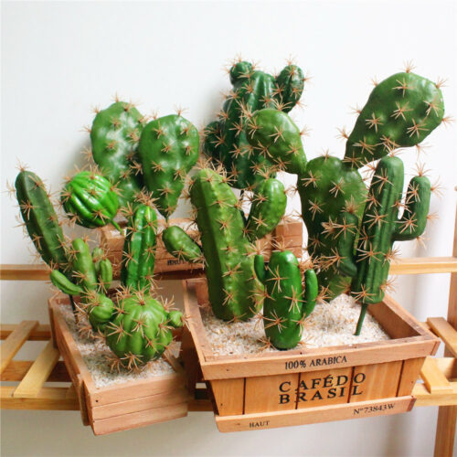 Artificial Plastic Prickly Pear Cactus Plant Pot