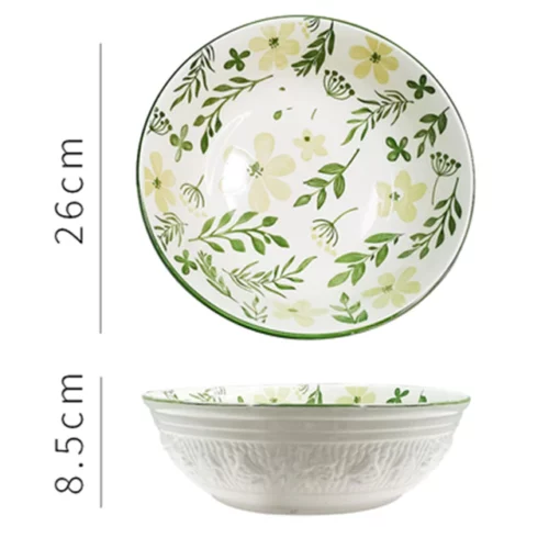 Alternative view of Ceramic Soup Bowl Hand Painted 10 Inches, Green