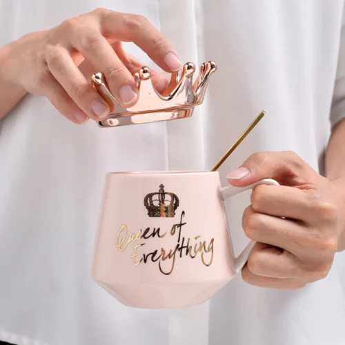 Creative Crown Ceramic mug Cute Coffee Mug, Pink