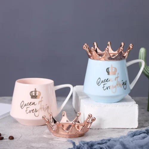 Alternative view of Creative Crown Ceramic mug Cute Coffee Mug, Blue