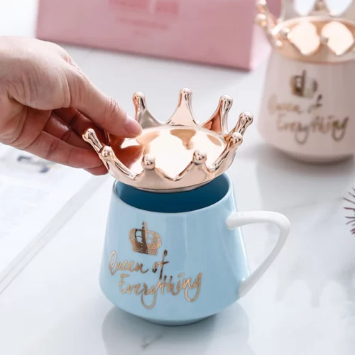 Creative Crown Ceramic mug Cute Coffee Mug, Blue