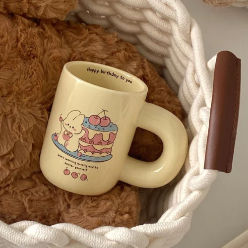 Cute Rabbit Cake Happy birthday to you Ceramic Coffee Mug