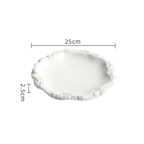 Alternative view of European Ceramic Dinner Plate Stone Texture Border
