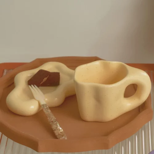 Alternative view of Floriddle Ceramic Mug with Saucer Coffee Cups, Yellow