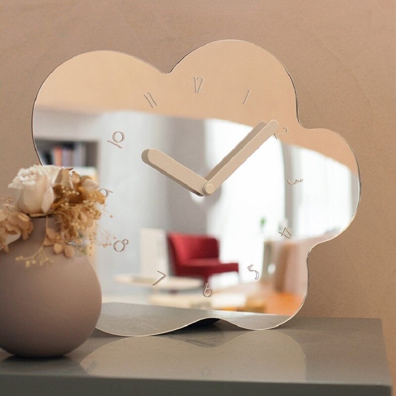 Flower Mirror Wall Clock Nordic Minimalist