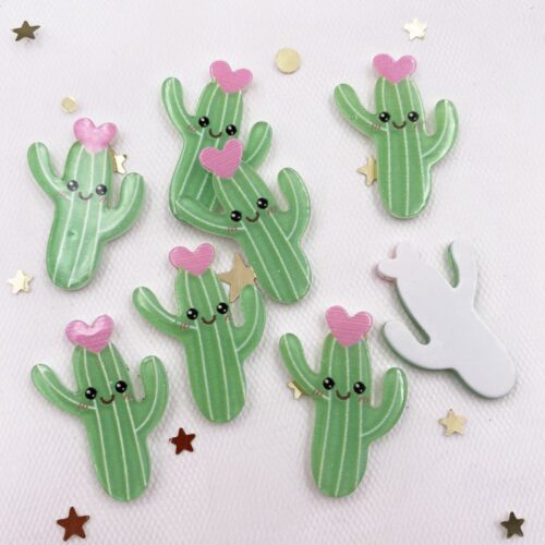 Alternative view of Glitter Colorful Cactus Heart Plastic Sheet