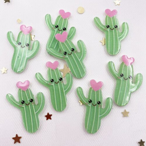Glitter Colorful Cactus Heart Plastic Sheet