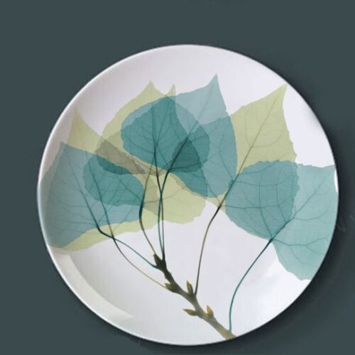 Green Plant Plates Ink Jungle Painting Ceramic Dish, Style 1