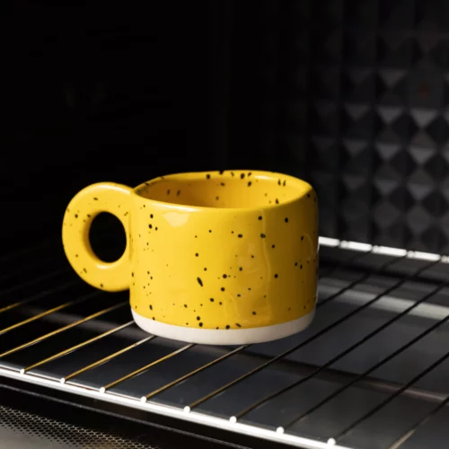 Creative Ring Handle Ceramic Mug Candy Color, Yellow
