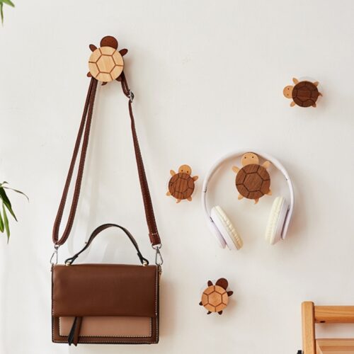 Turtle Shape Wood Wall Hook Hanger