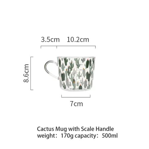 Alternative view of 500ml Cactus Glass Tea Milk Cups With Scale