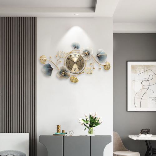 Alternative view of Metal 3D Digital Luxury Ginkgo Leaf Wall Clock