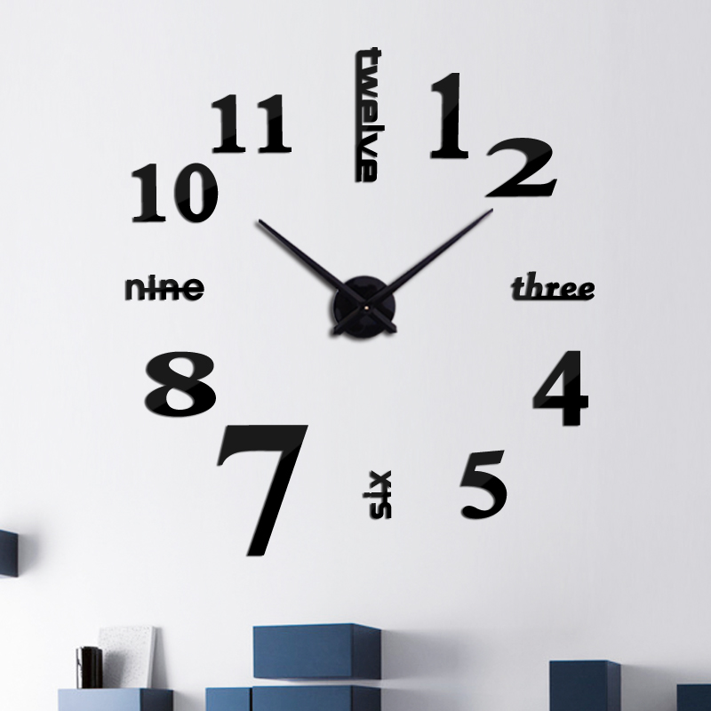 Acrylic Mirror Wall Clock 3D Big Quartz