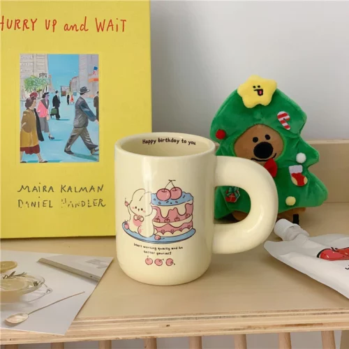 Alternative view of Cute Rabbit Cake Happy birthday to you Ceramic Coffee Mug
