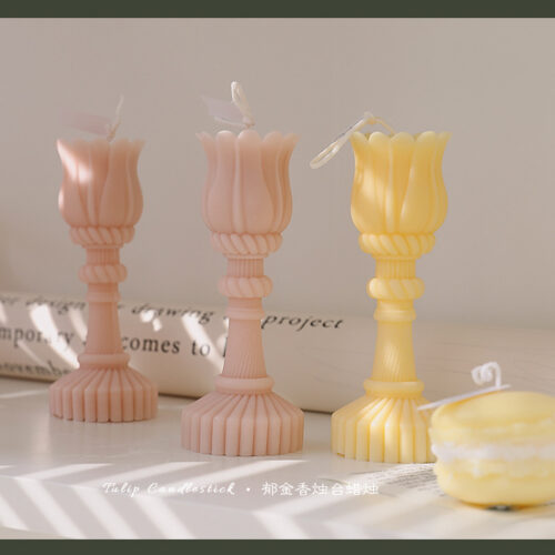 Alternative view of 3PCS Handmade Tulip Candle Holder Shape Aroma Scented Home Decoration Candle