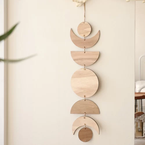 Alternative view of Wooden Moon Phase Garland Wall Decor Ramadan Decoration Boho