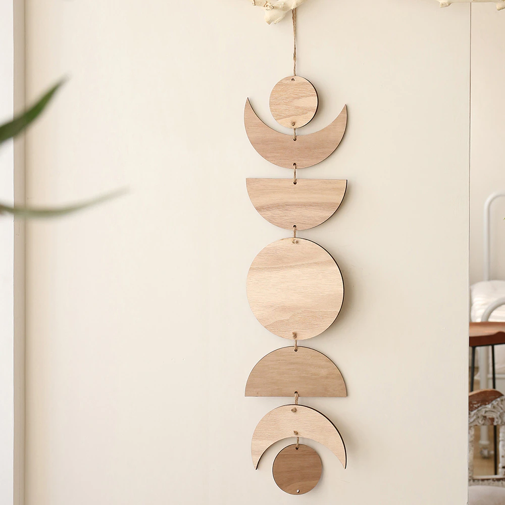 Wooden Moon Phase Garland Wall Decor Ramadan Decoration Boho - Image 2