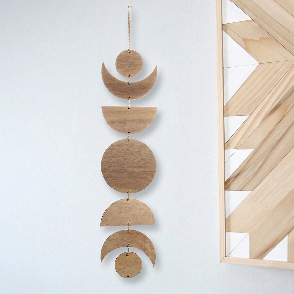 Wooden Moon Phase Garland Wall Decor Ramadan Decoration Boho