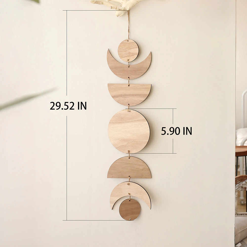 Wooden Moon Phase Garland Wall Decor Ramadan Decoration Boho - Image 4