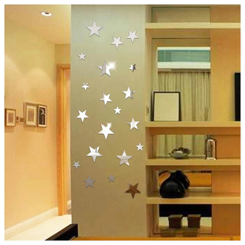 20PCS Acrylic Star Mirror Wall Sticker Reflective Waterproof Mirror Stickers - Image 2