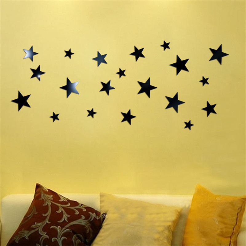20PCS Acrylic Star Mirror Wall Sticker Reflective Waterproof Mirror Stickers - Image 3