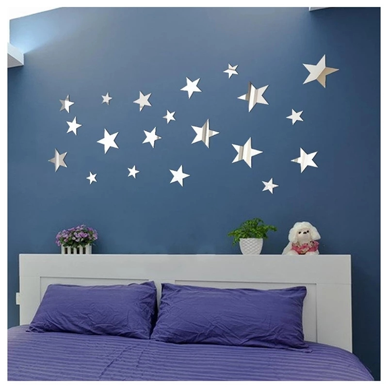 20PCS Acrylic Star Mirror Wall Sticker Reflective Waterproof Mirror Stickers