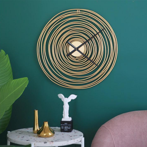 Annual Ring Home Wall Decor Clock, Golden