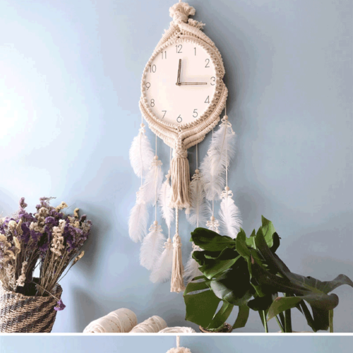 Alternative view of Bohemian Feather White Wall Clock