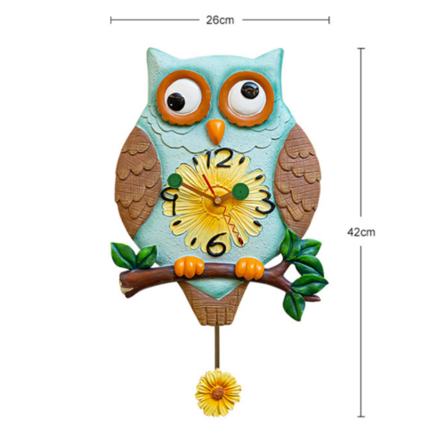 Alternative view of Children's Room Clock Owl Sun Flower Pastoral Style Wall Clock