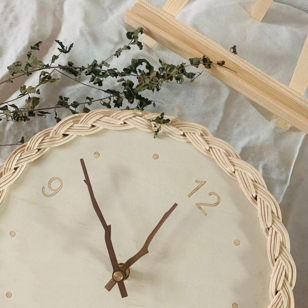 Rattan Round European Silent Non-Ticking Operated Wall Clock - Image 3